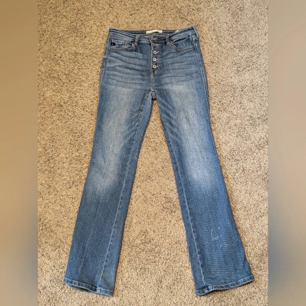 KanCan™ Mom High Rise Jeans Button Fly Shimmer Black SZ 29